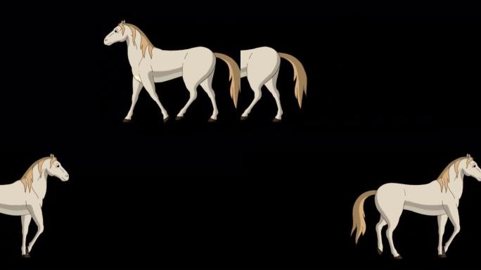 White Horse walks back and forth alpha matte full 