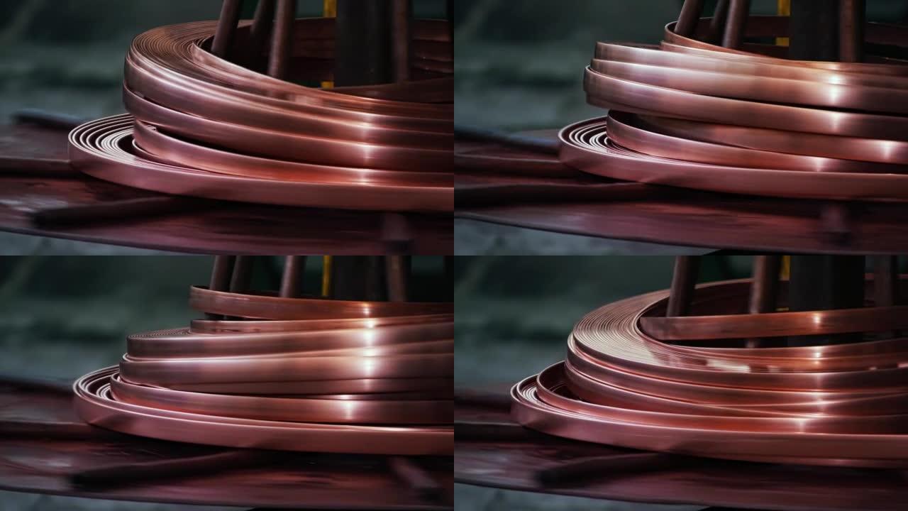 自动化金属制品生产机缠绕在线圈上的铜细节
