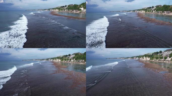 海浪在海底冲破白水，在退潮时暴露，空中射击