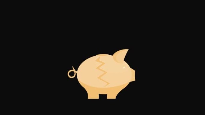 pig money box icon loop animation with alpha chann