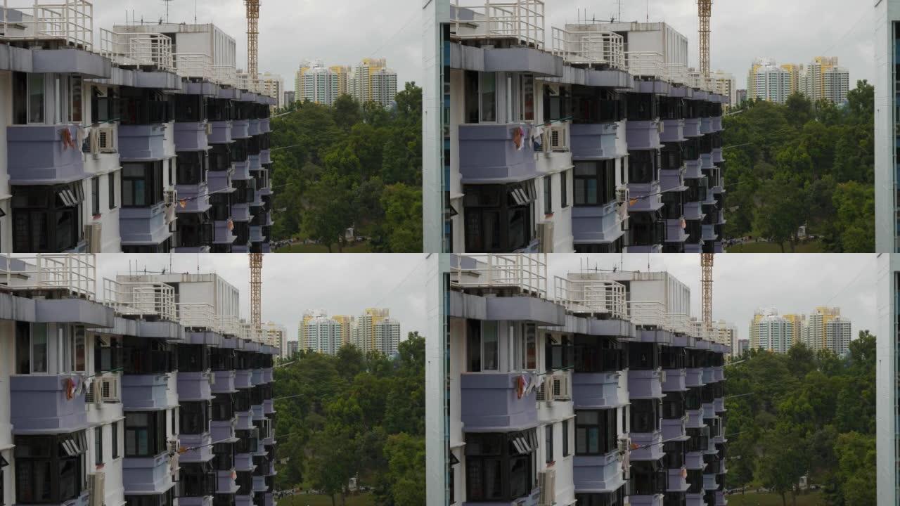 白天新加坡城市阳台前屋顶全景4k