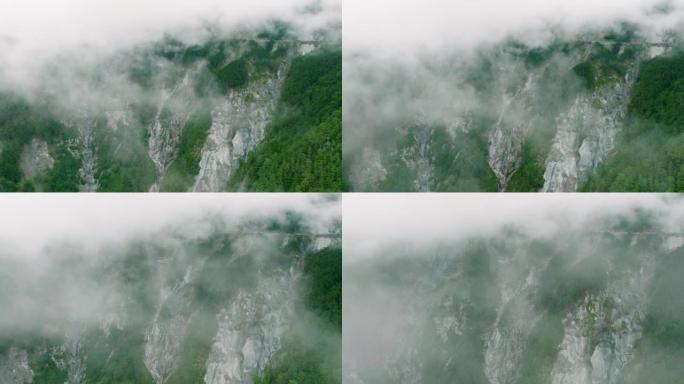 台湾云雾与南部跨岛公路的鸟瞰图。
