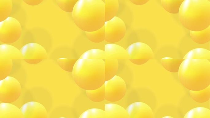 带有下降的3d橙色球的抽象背景。动态飞行的彩色气泡，有光泽球体的未来派构图。现代时尚横幅或海报设计