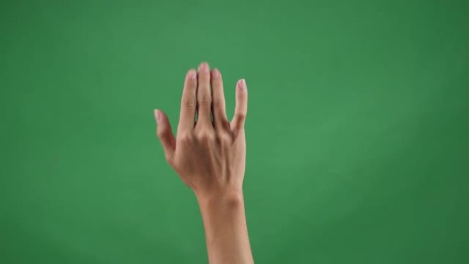 两次点击绿色屏幕背景上的三个手指
