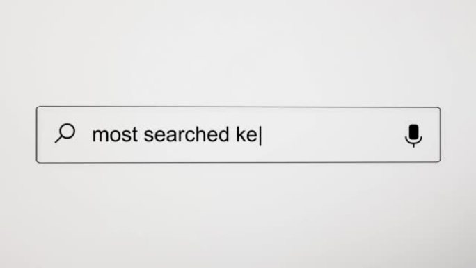 在PC屏幕上的Internet搜索引擎Web浏览器中搜索 “搜索最多的关键字”。4k分辨率。