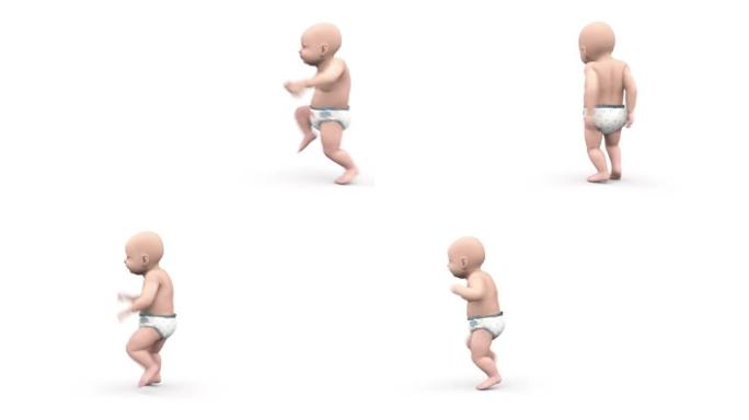 跳舞的婴儿从屏幕的右边移动到左边