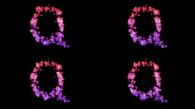 花式红色和紫色迷人宝石字母Q，孤立循环视频