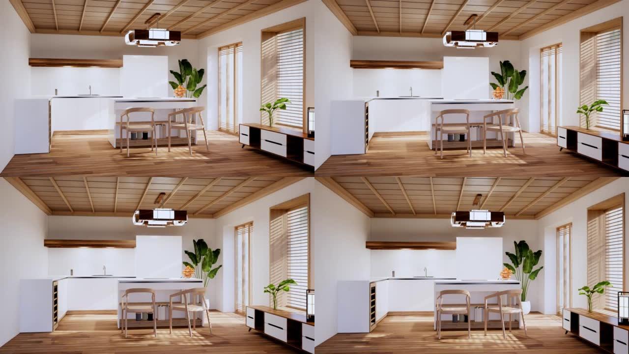 厨房现代风格。3d渲染