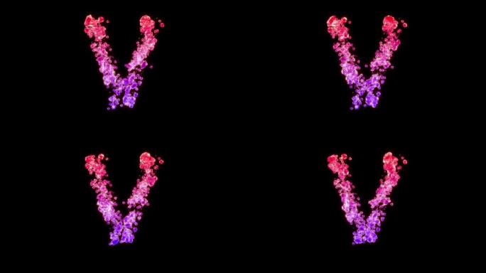 花式红色和玫瑰迷人宝石字母V，孤立循环视频