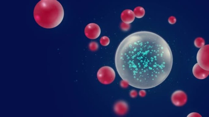蓝色的红细胞。卵胚珠。生物学概念。带有复制空间的抽象形状背景