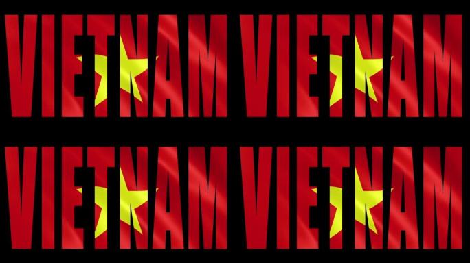 越南标志剪影与旗帜飘扬