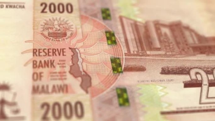 马拉维2000克瓦查纸币观察和储备面跟踪多利拍摄2000年马拉维钞票当前2000马拉维克瓦查纸币4k