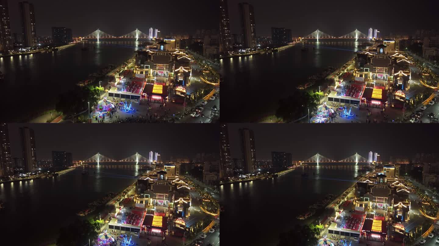 海口东坡老码头夜景航拍