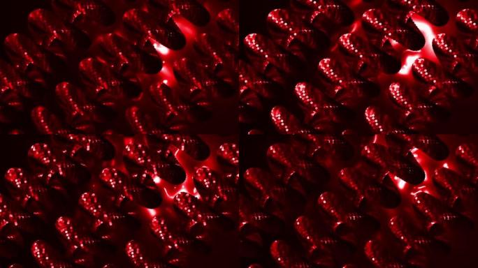 抽象螺旋3d背景与闪亮的红色蛇移动，闪亮的皮肤尺度纹理循环动画股票视频