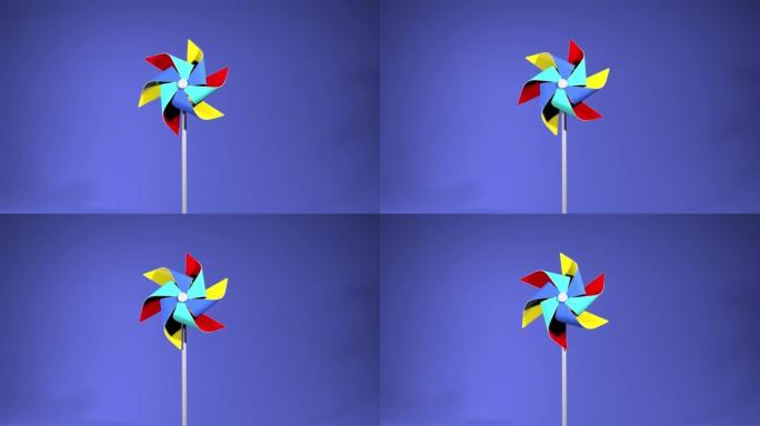 循环旋转风车玩具3D动画库存插图