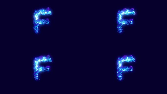 神奇的蓝色钻石或水晶字体-字母F，孤立循环视频