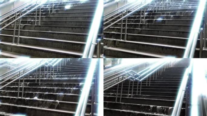 水泛滥时自动扶梯的上升运动微光效应
