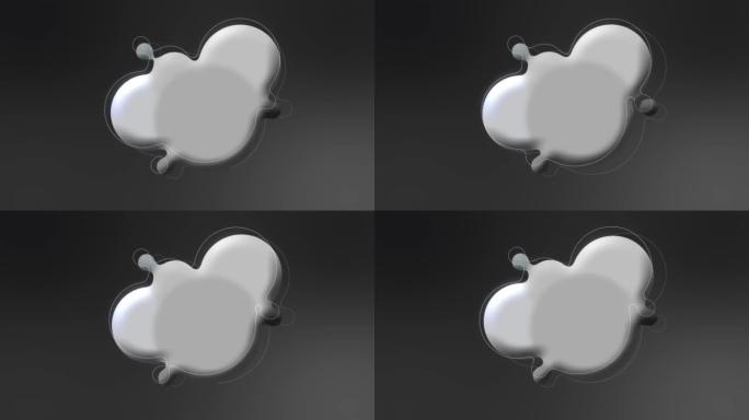 抽象平滑液体形状的3D动画。透明背景。用alpha通道在UHD中呈现的抽象变形乳白色形式。4k无缝循