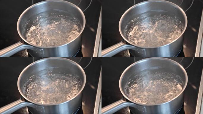 沸水锅中的4k特写镜头