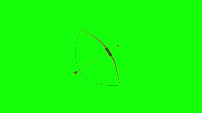射箭射箭绿色，屏幕运动图形动画视频，透明背景。