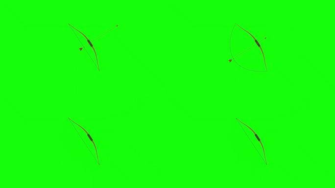 射箭射箭绿色，屏幕运动图形动画视频，透明背景。