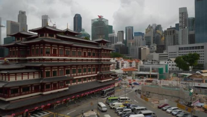 白天时间新加坡城市著名的市中心庙街建设全景4k
