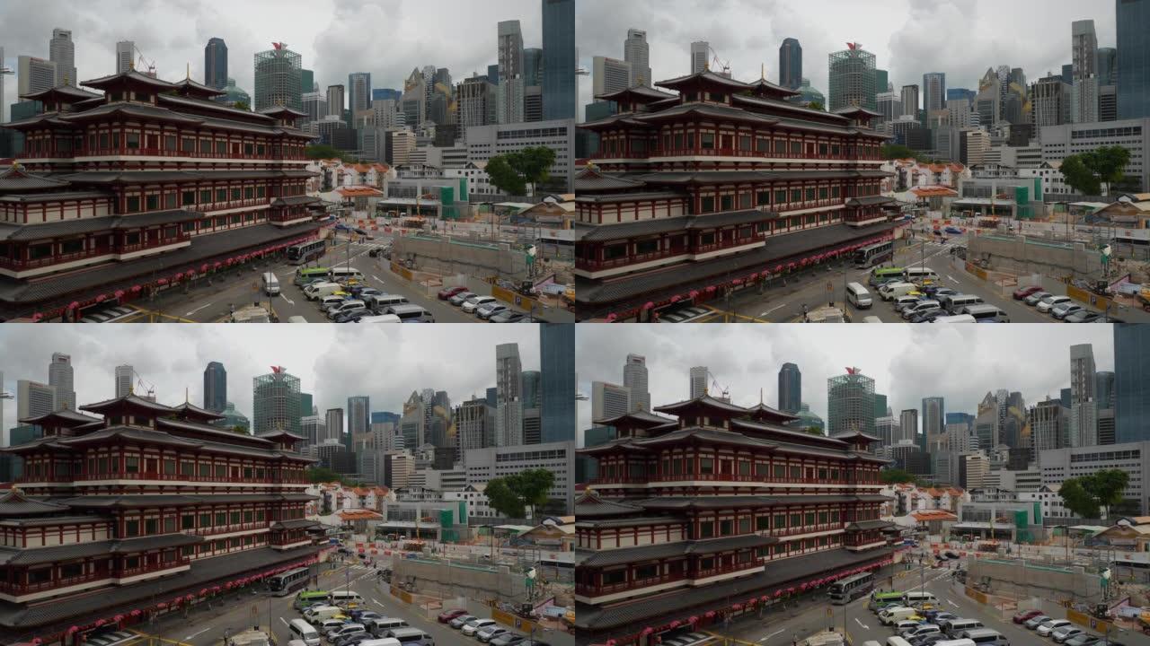白天时间新加坡城市著名的市中心庙街建设全景4k