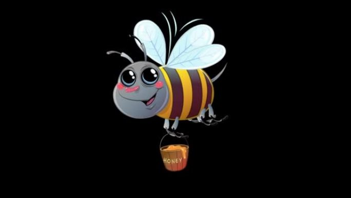 带蜂蜜篮的卡通蜜蜂。