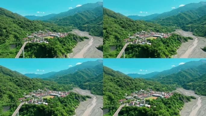 台湾桃园村及南部跨岛公路鸟瞰图。