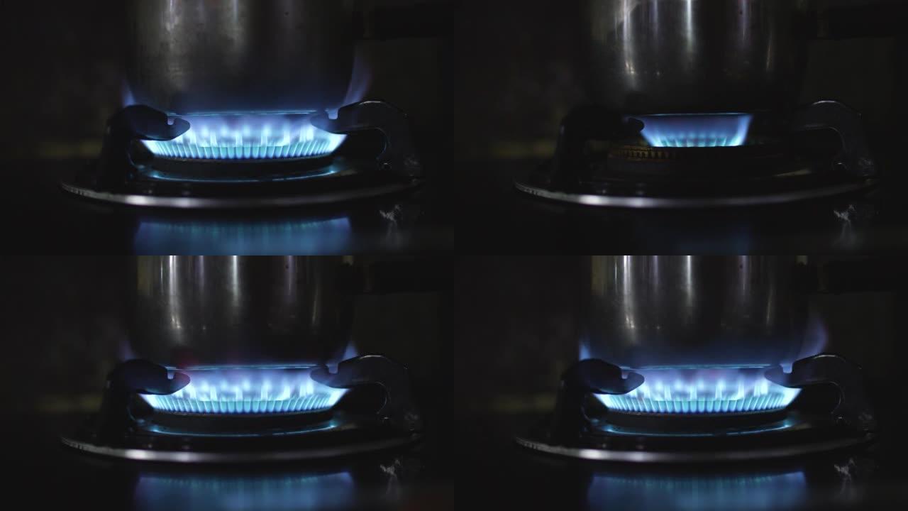 炉子上的蓝色火焰隐喻热度美学