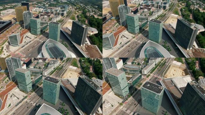 现代政府建筑鸟瞰图。卢森堡的欧洲议会
