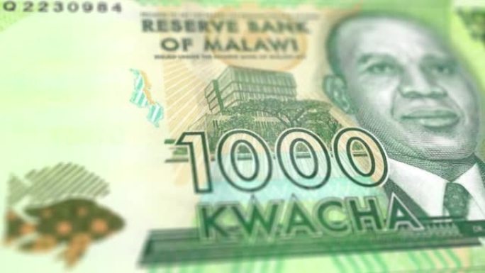马拉维1000克瓦查纸币观察和储备侧跟踪多莉拍摄1000马拉维纸币当前1000马拉维克瓦查纸币4k分
