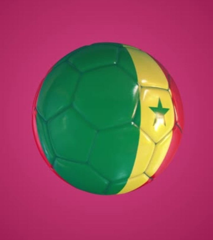 塞内加尔国旗足球。垂直循环动画。