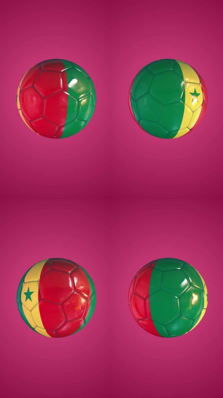 塞内加尔国旗足球。垂直循环动画。