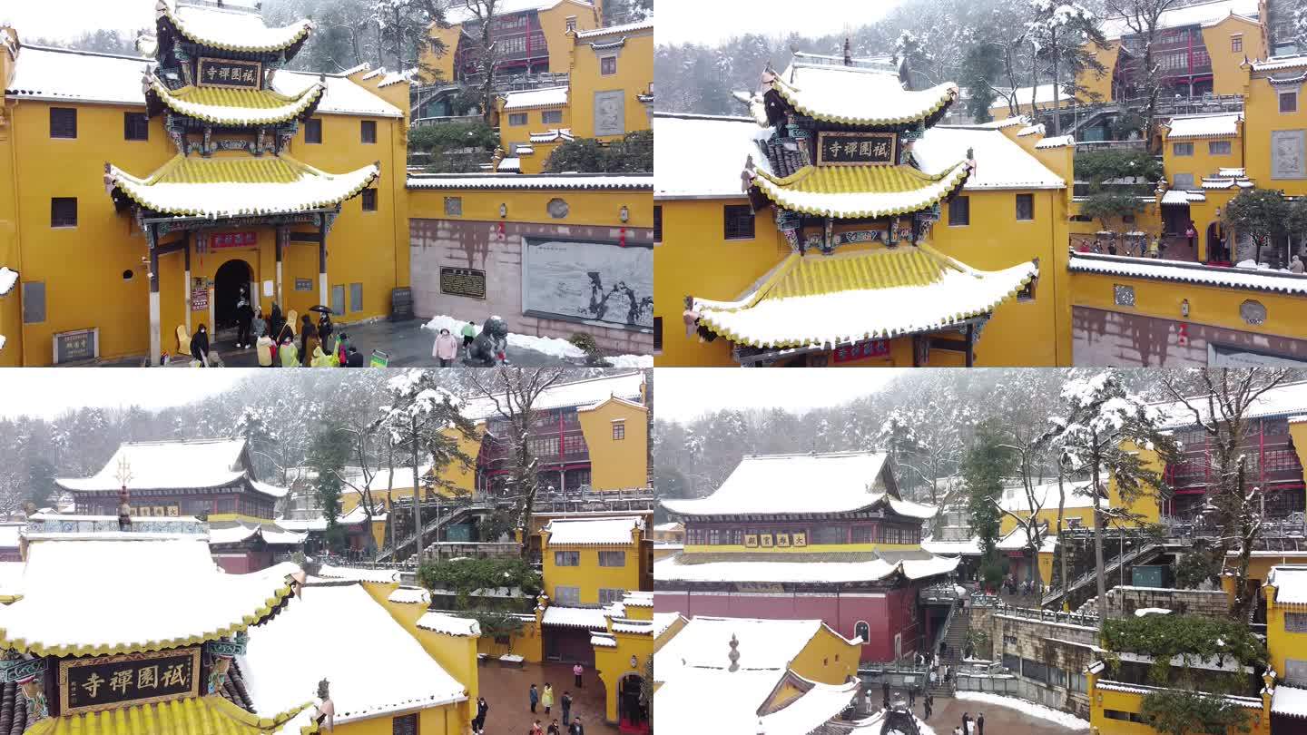 九华山风景区寺院冬天素材