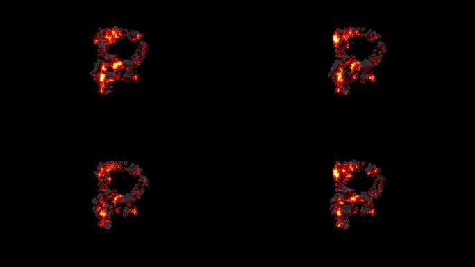 水晶字体-闪亮黑暗火石的卢布标志，孤立循环视频