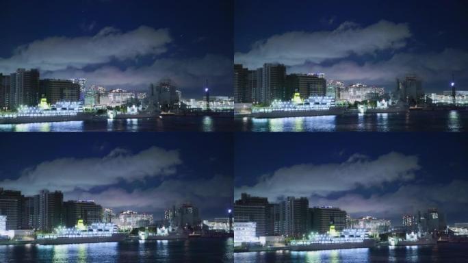 拥有美丽城市灯光的东京夜景