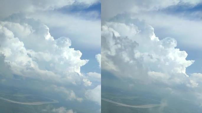 从有云的飞机上看到令人惊叹的景色