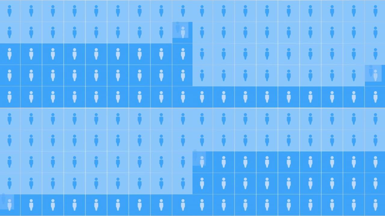 蓝色背景上的社交人网络图标图案