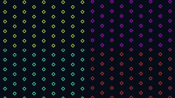 Neon led light squares pattern in dark space