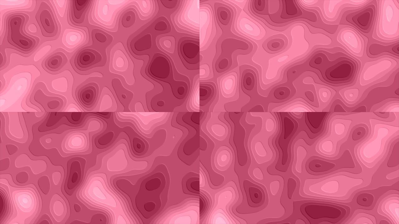 表面美丽的抽象波浪，白色和红色渐变。流体CG图案背景，波浪形剪纸动画。