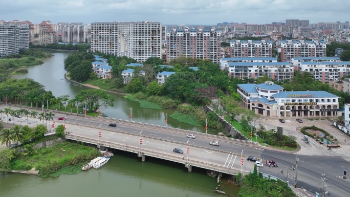 航拍海南琼海市城市全景面貌风光