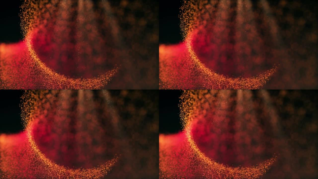 宇宙神秘星云，星系模糊背景和轻尘粒。3D深空抽象视频无缝循环运动。