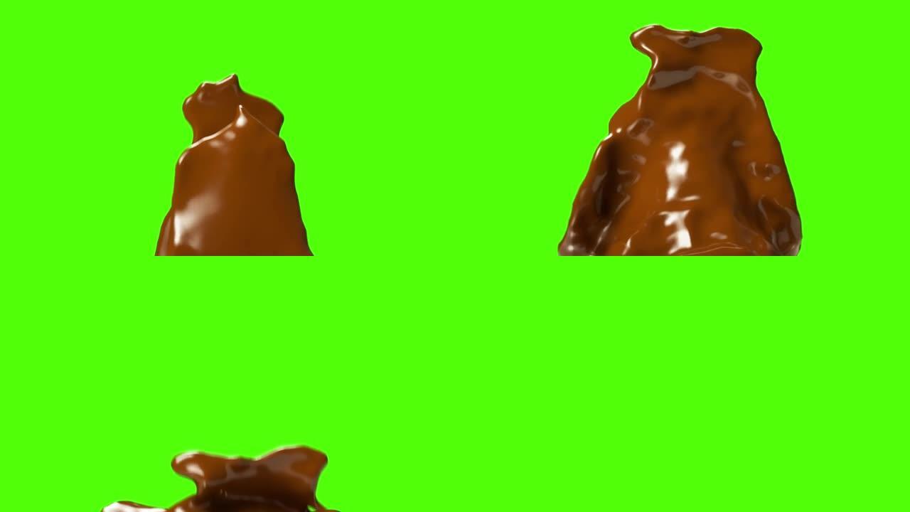 巧克力咖啡液体飞溅3D动画透明背景