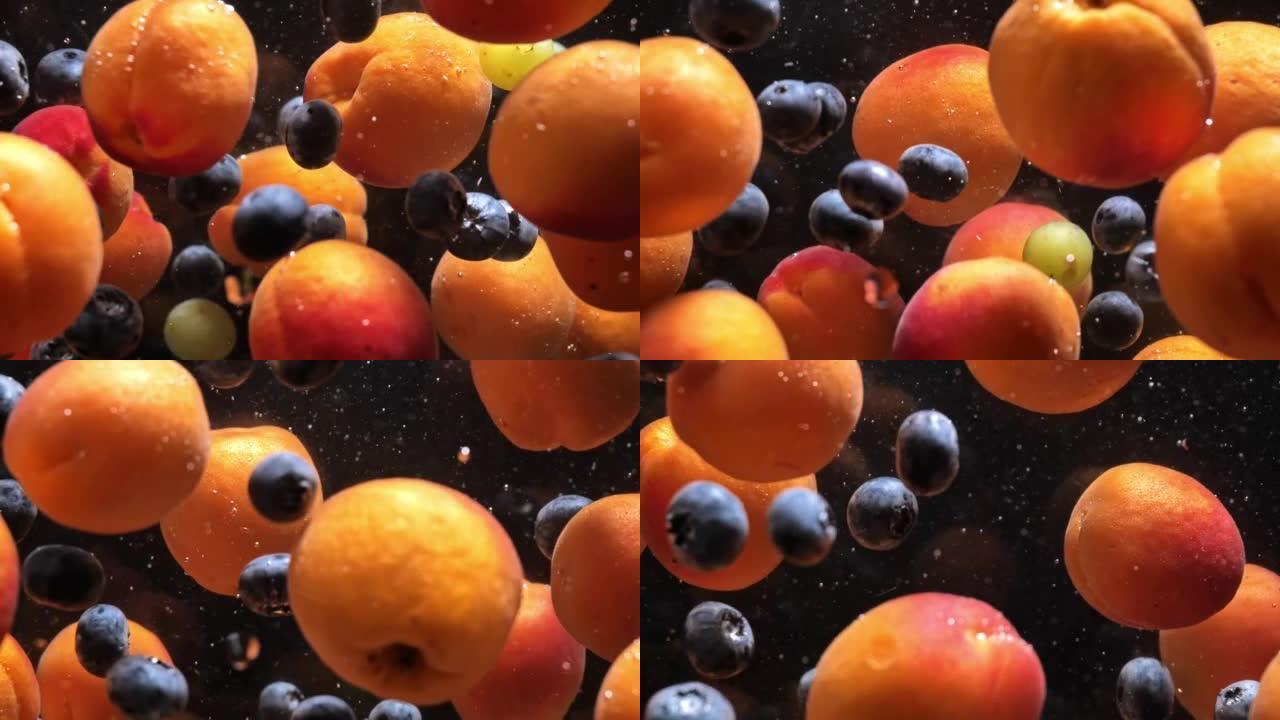 水果在水中的慢动作