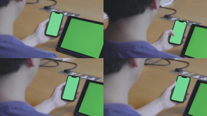 绿屏平板电脑和手机