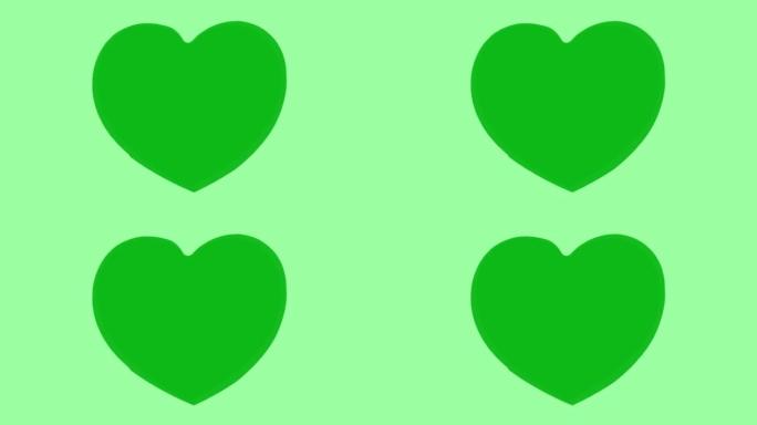 浅绿色背景上心跳的绿色心脏动画