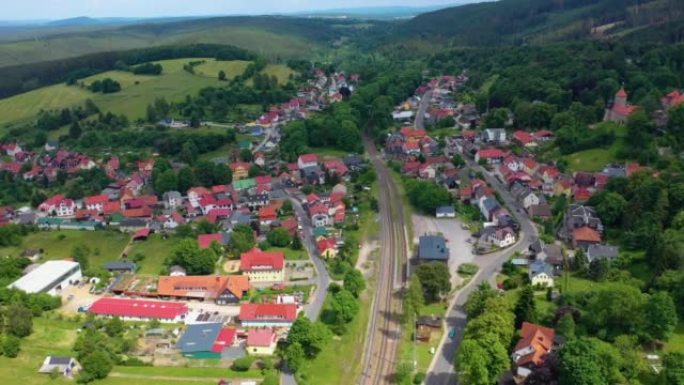 Aerial view of the old town Elgersburg in Germany