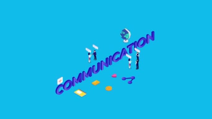 Group of business people with communication word