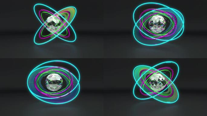 3d霓虹灯原子科学镜头闪光介绍能够循环无缝4k